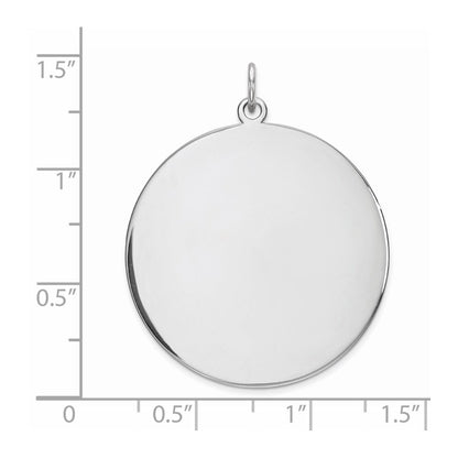Sterling Silver Rhod-plated Eng. Rnd Polish Front/Satin Back Disc Charm