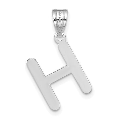 14k White Gold Polished Bubble Letter H Initial Pendant for Women
