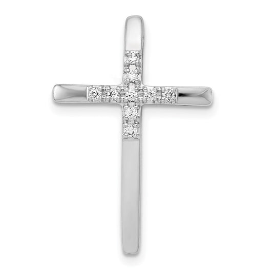 14k White Gold 1/10ct. Diamond Cross Chain Slide Pendant for Women