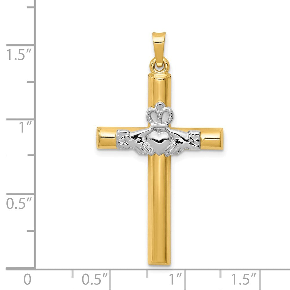 14k Two-tone Gold Claddagh Cross Pendant for Women