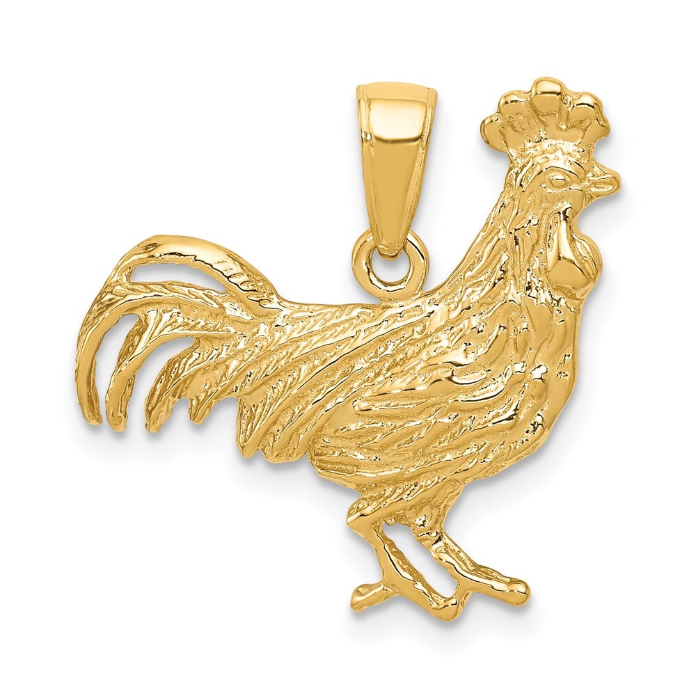 14k Yellow Gold Rooster Pendant for Women