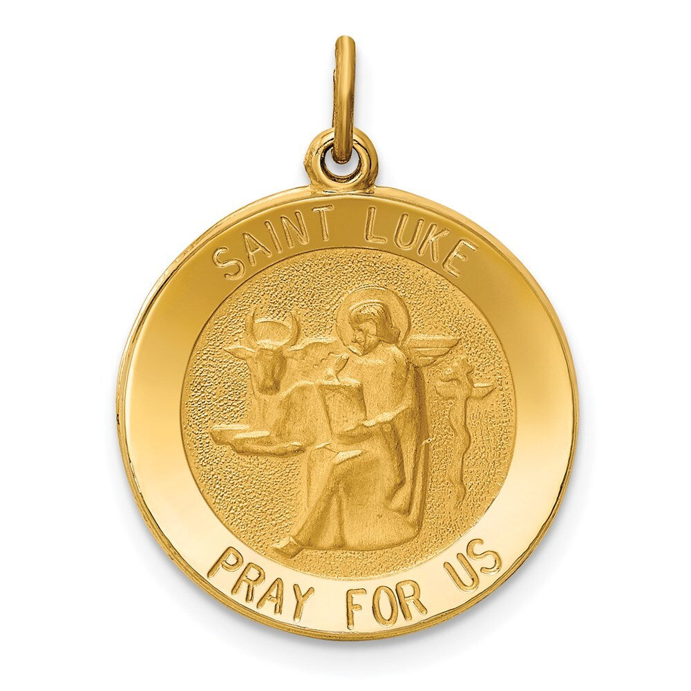14k Yellow Gold Saint Luke Medal Pendant for Women