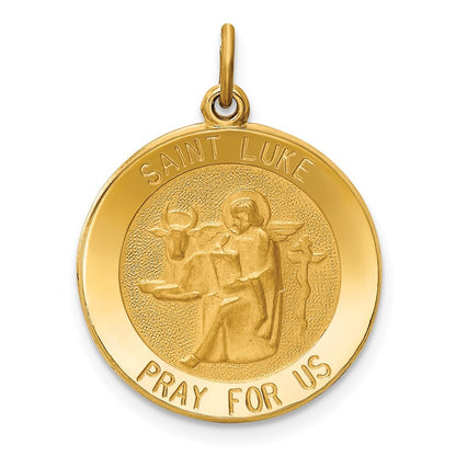 14k Yellow Gold Saint Luke Medal Pendant for Women