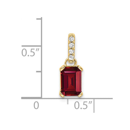 14k Yellow Gold Created Ruby and Diamond Pendant