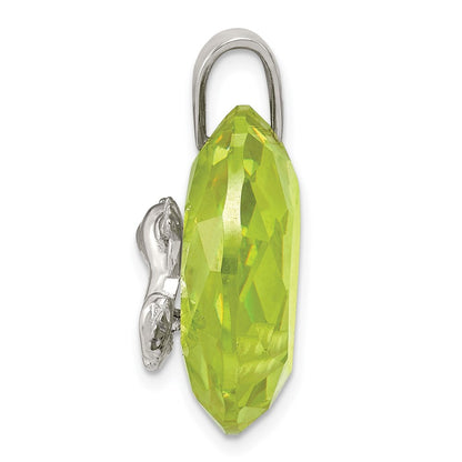 Sterling Silver Rhodium-plated Green Cubic Zirconia Frog Pendant