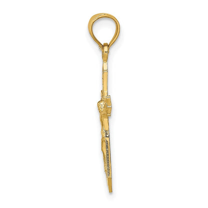 14k Yellow Gold  Arrow Pointed Ends Crucifix Charm Pendant for Women