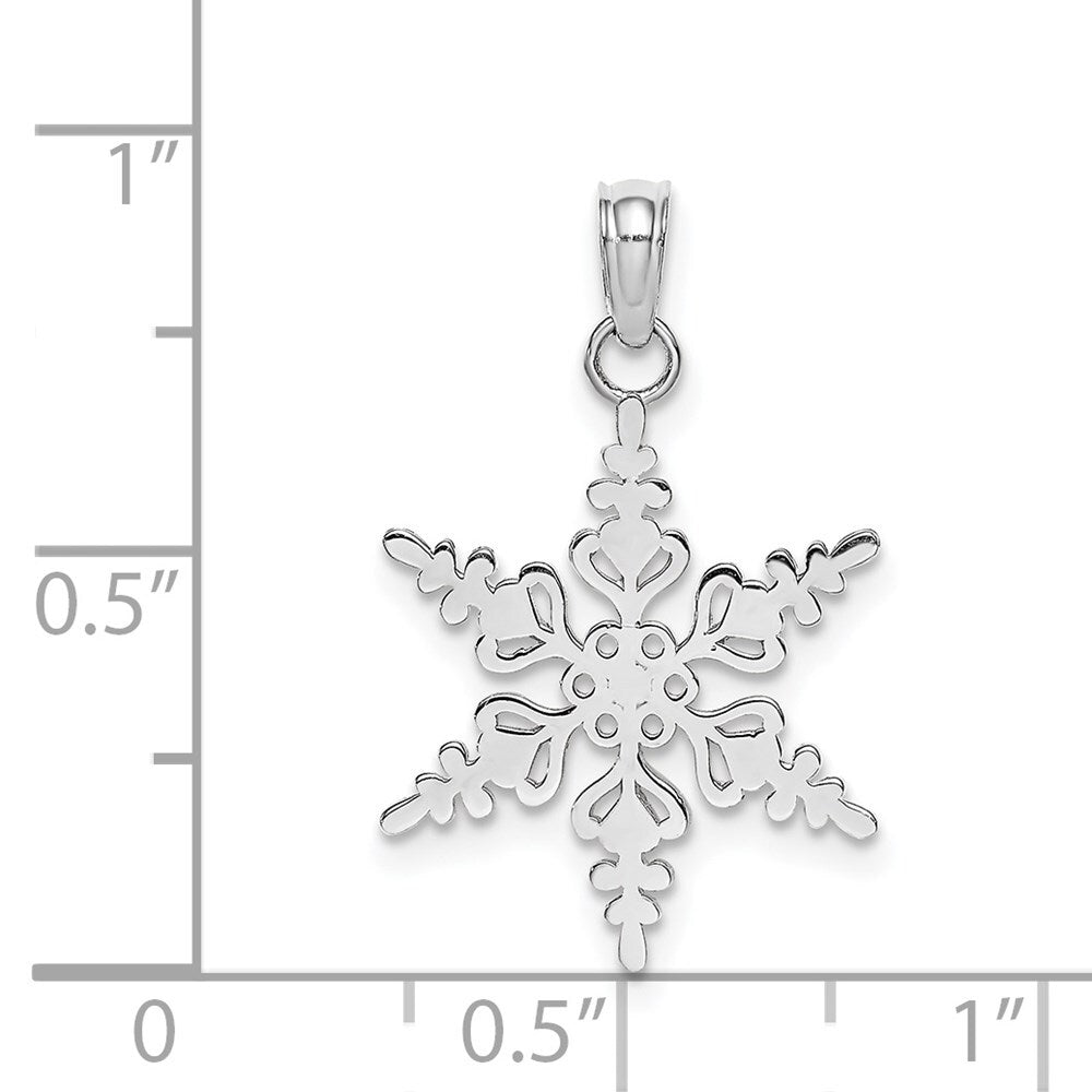 14k White Gold Polished Snowflake Charm Pendant for Women