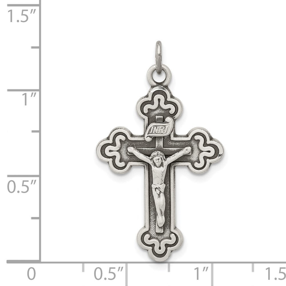 Sterling Silver Antiqued INRI Crucifix Pendant Holiday Gift for Women