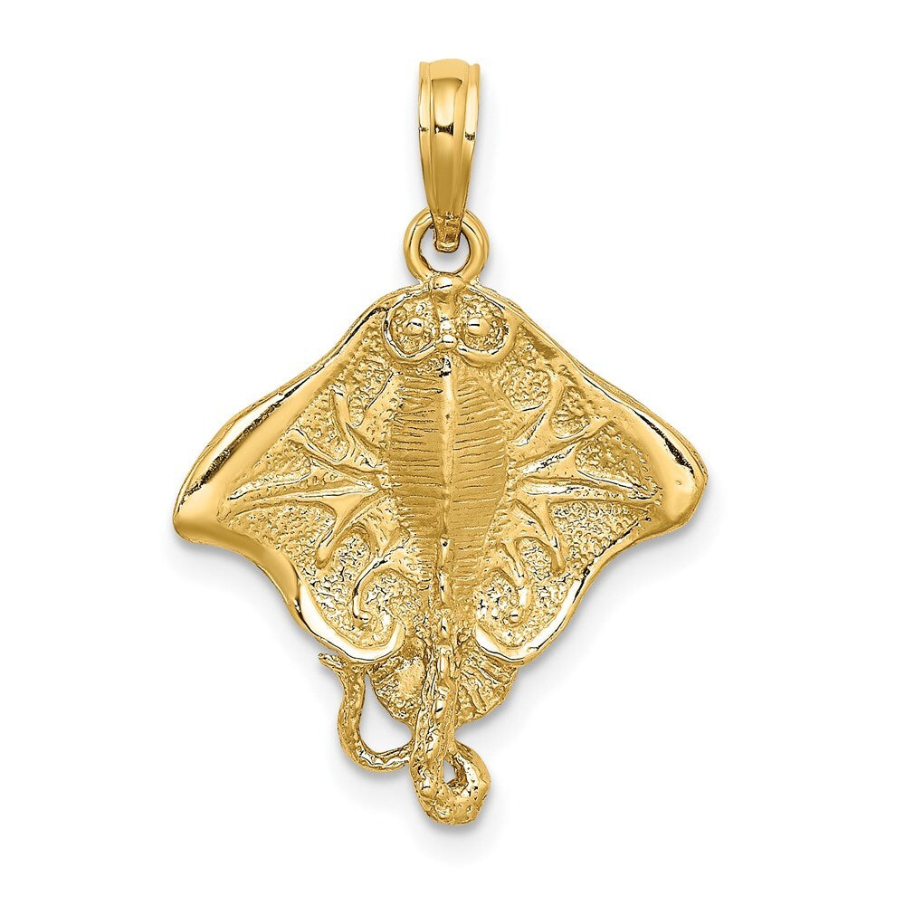 14k Yellow Gold Stingray Charm Pendant for Women