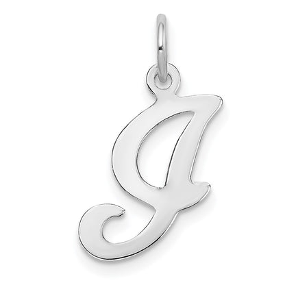 14k White Gold Script Letter I Initial Charm Pendant for Women