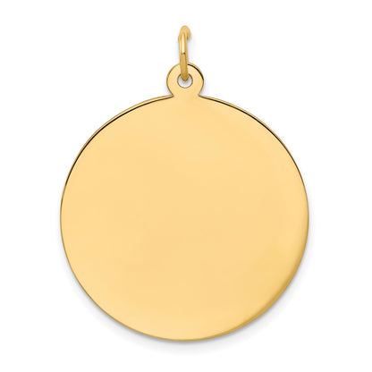 14k Yellow Gold Plain .027 Gauge Circular Engravable Disc Charm