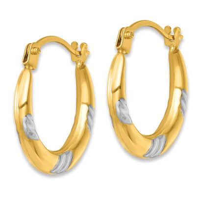 14k Yellow Gold White Rhodium Polished 2mm Hoop Earrings Gift for Women