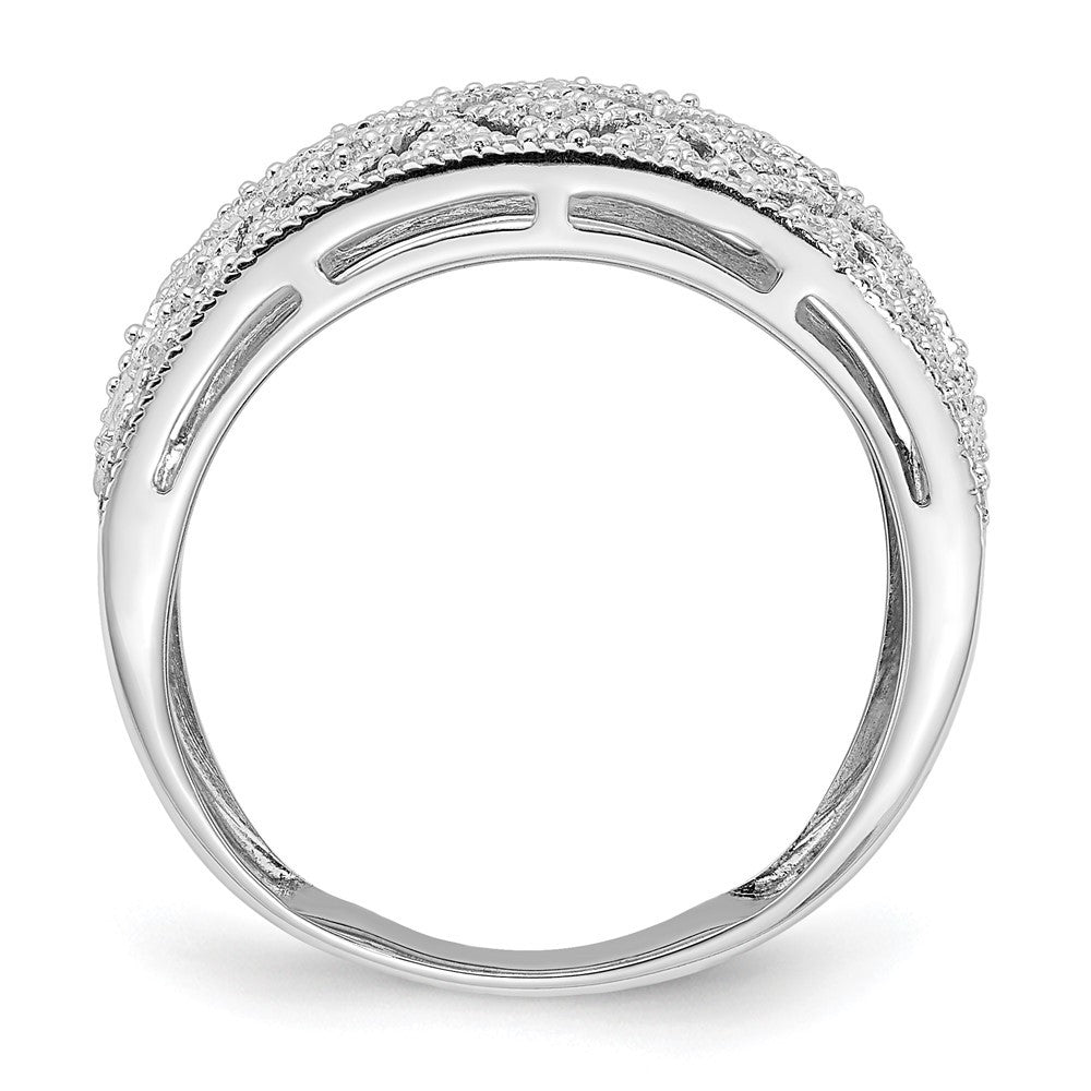 Sterling Silver Rhodium Plated Fancy Diamond Band Ring