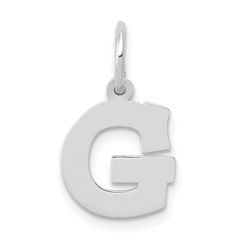 14k White Gold Small Block Letter G Initial Charm Pendant for Women
