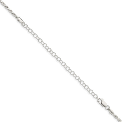 Sterling Silver 2.5mm Diamond-cut Rope Chain Necklace w/4in ext.