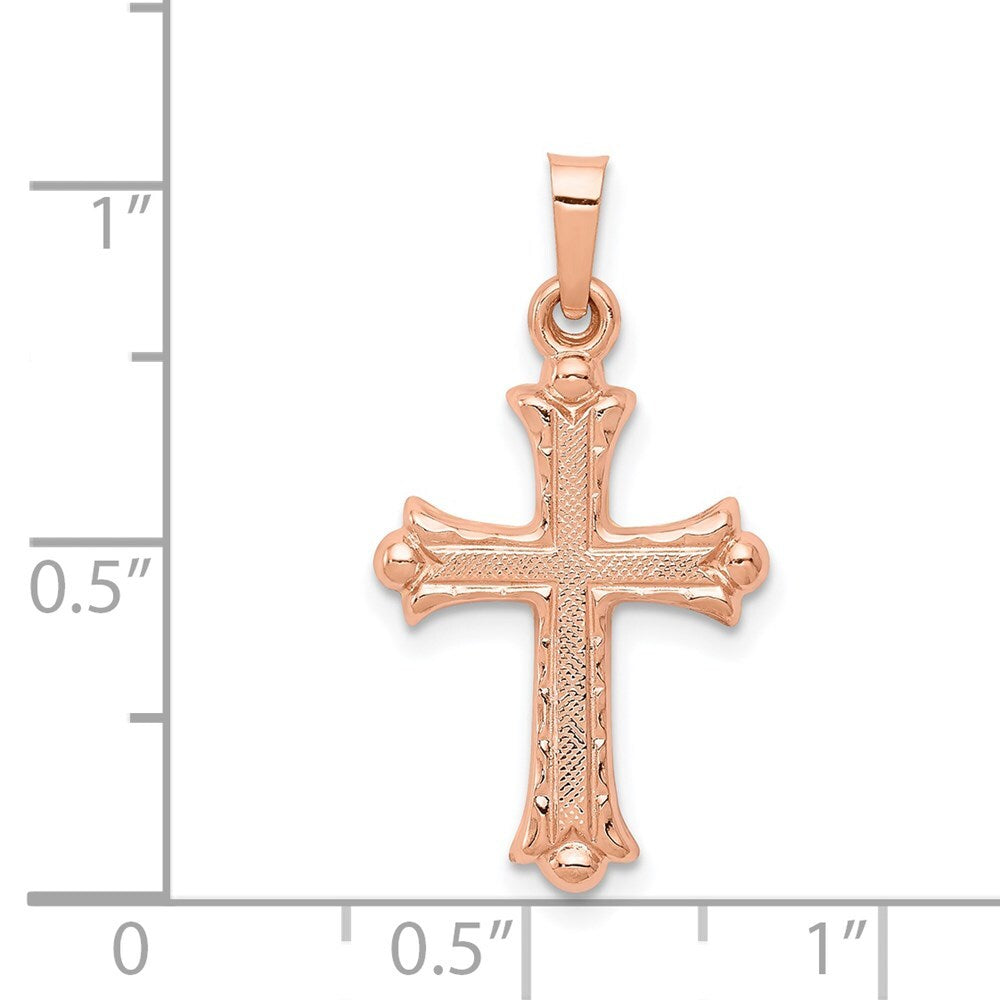 14k Rose Gold Heart Hollow Cross Pendant for Women