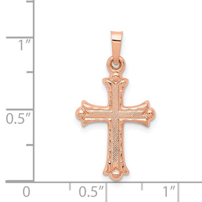 14k Rose Gold Heart Hollow Cross Pendant for Women