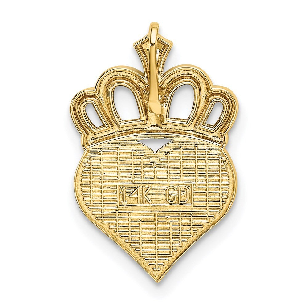 14k Yellow Gold White Rhodium Polished Daddy's Little Girl Heart Chain Slide