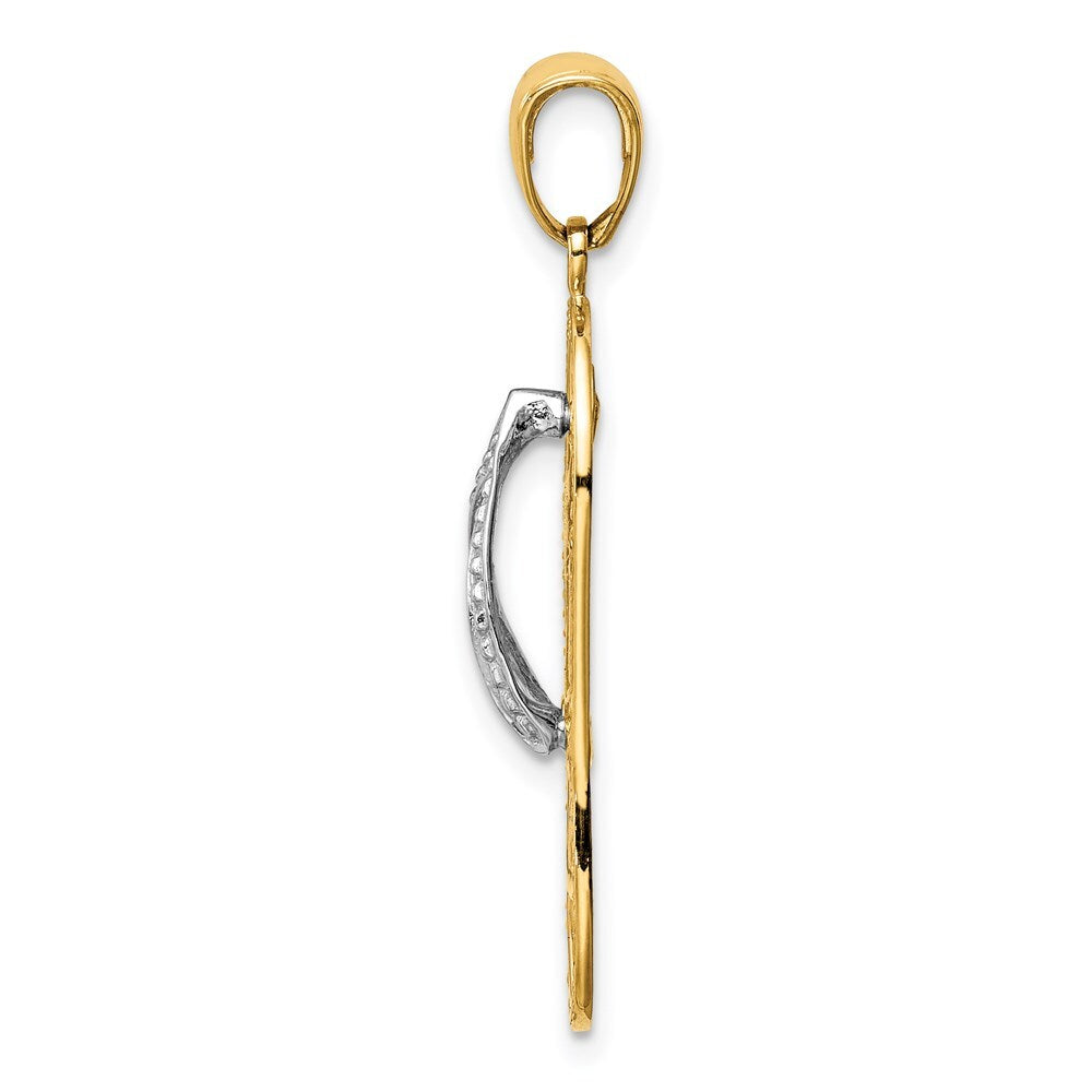 14k Two-tone Gold Starfish Flip-Flop Pendant for Women
