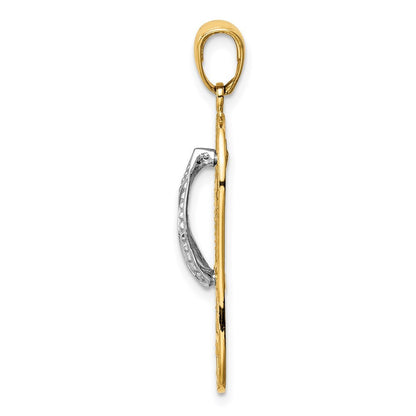 14k Two-tone Gold Starfish Flip-Flop Pendant for Women
