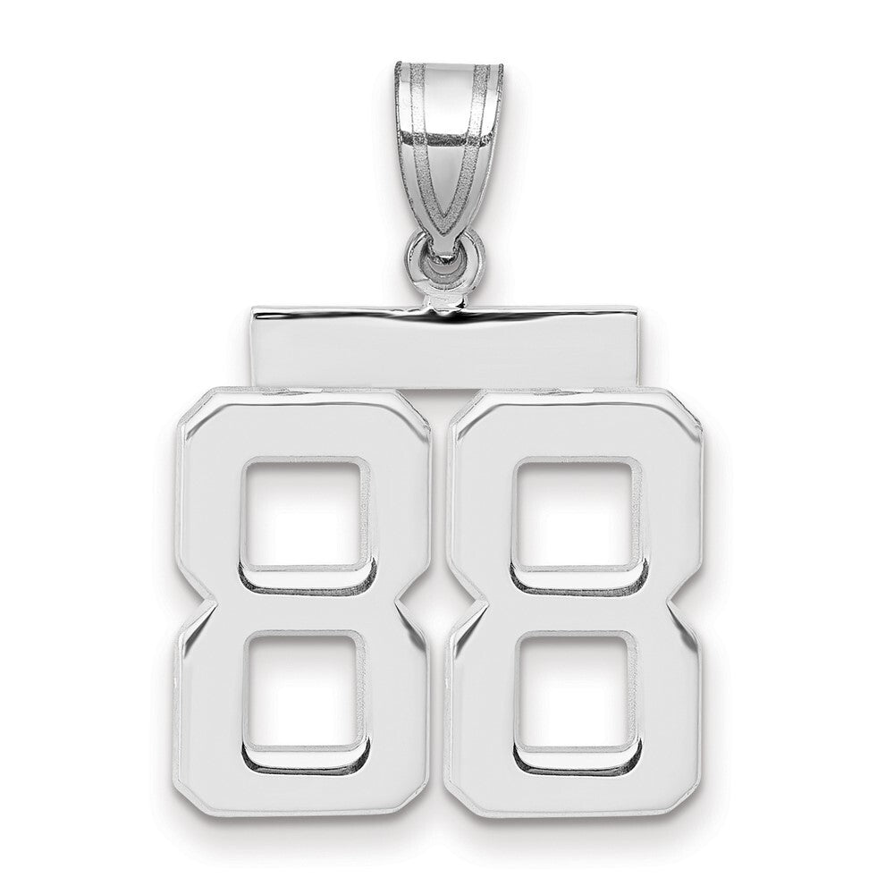 14k White Gold Medium Polished Number 88 Charm Pendant for Women
