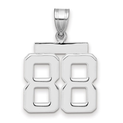 14k White Gold Medium Polished Number 88 Charm Pendant for Women