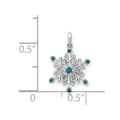 14k White Gold 1/10ct. Blue and White Diamond Snowflake Pendant for Women
