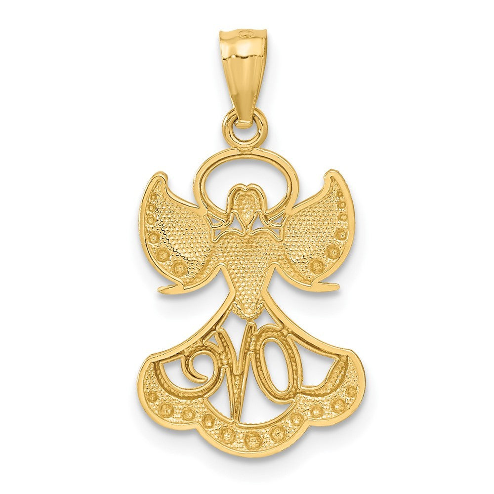 14k Yellow Gold Rhodium LOVE Angel Pendant