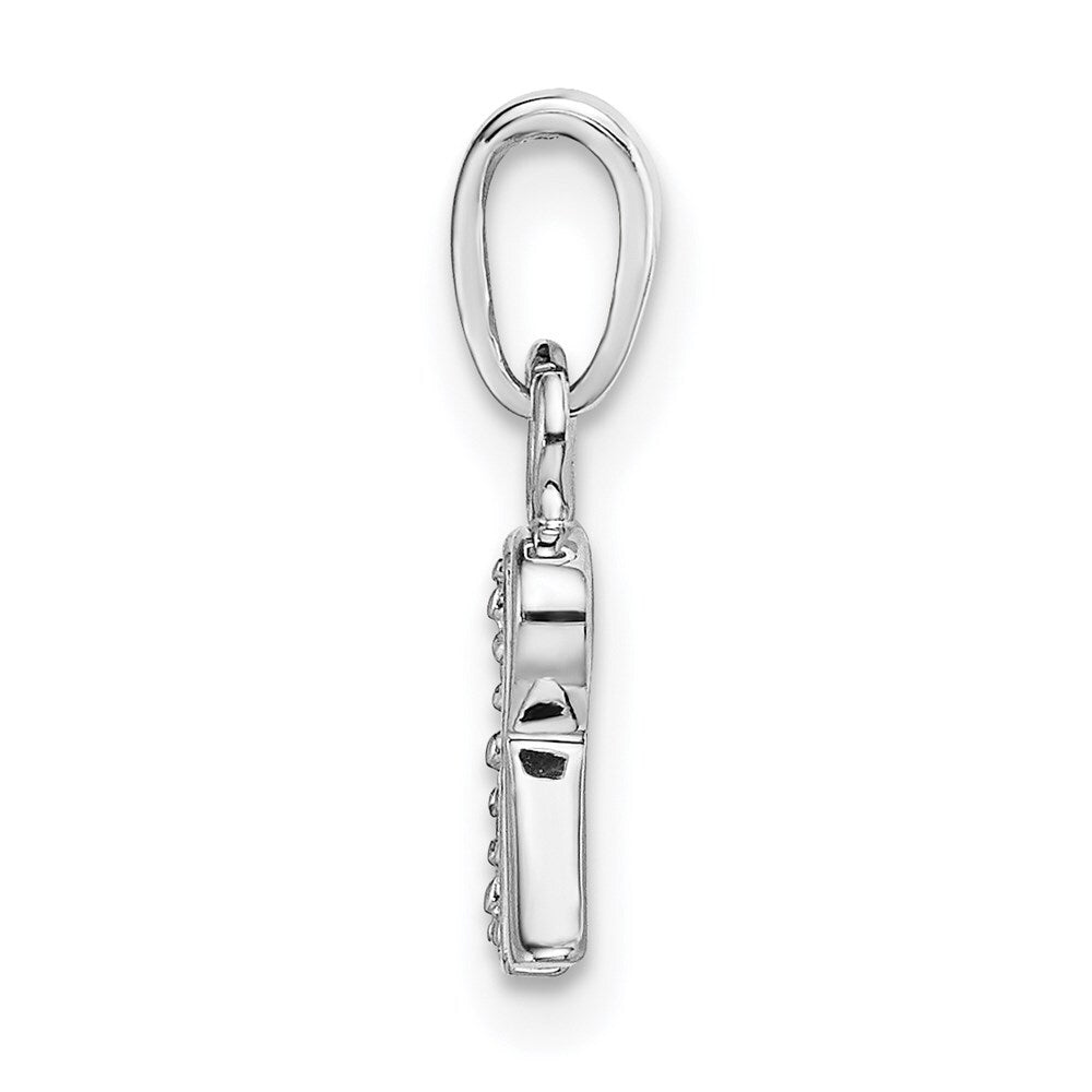 14k White Gold Rhodium-plated Diamond Letter R Initial Pendant for Women