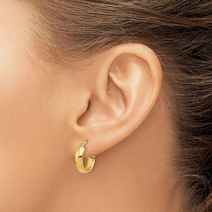 14k Yellow Gold Polished 3.7mm Hoop Earrings Gift for Women