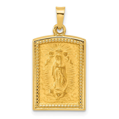 14k Yellow Gold Rectangular Hollow Our Lady of Guadalupe Medal