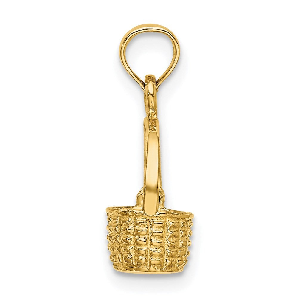 14k Yellow Gold 3-D Moveable Handle Basket Charm