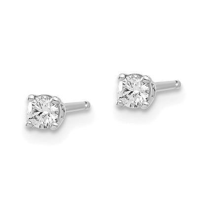 14K White Gold .15ct I1 J-K Diamond Stud Push-on Earrings