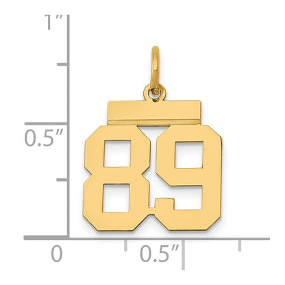14k Yellow Gold Small Polished Number 89 Charm Pendant for Women