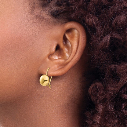14k Yellow Gold Polished 10.5mm Button Kidney Wire Earrings