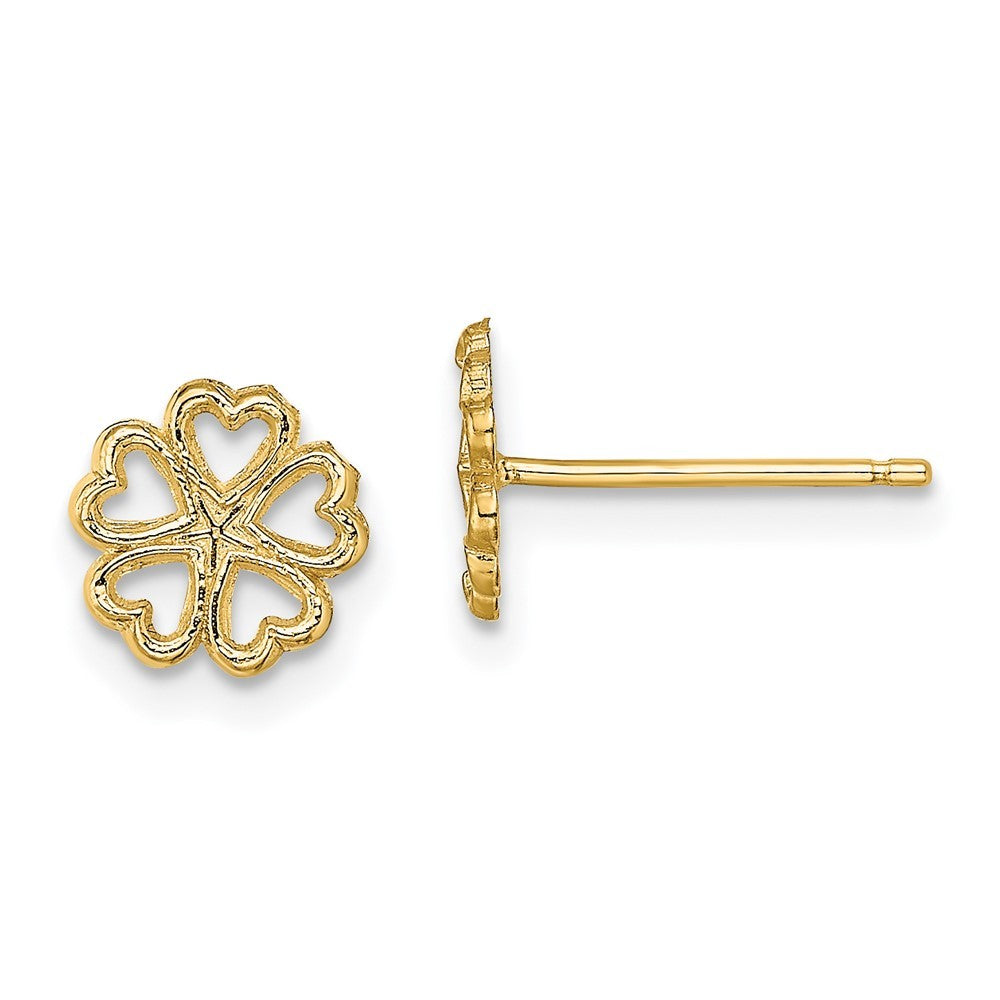 14k Yellow Gold Five Hearts Circle Earrings