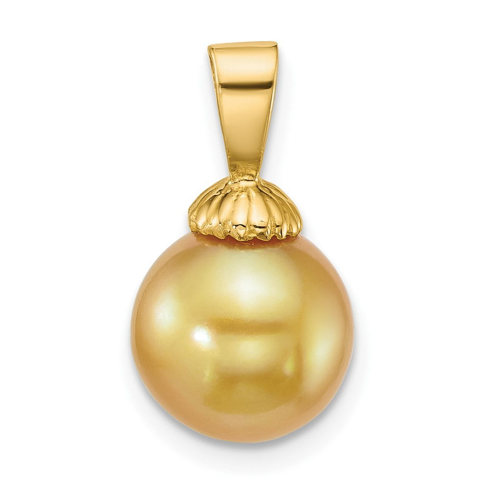 14k Yellow Gold  9-10mm Round en South Sea Saltwater Cultured Pearl Pendant