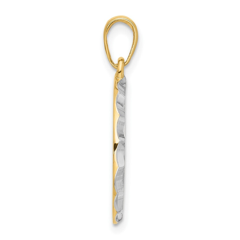 14k Yellow Gold and White Rhodium Diamond-Cut It's A Boy Pendant for Women