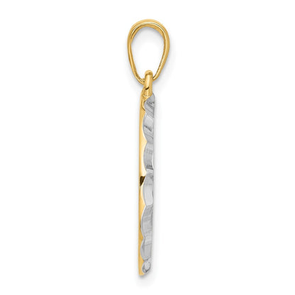 14k Yellow Gold and White Rhodium Diamond-Cut It's A Boy Pendant for Women