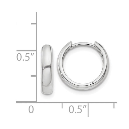14k White Gold Round Hinged Hoop Earrings Gift for Women