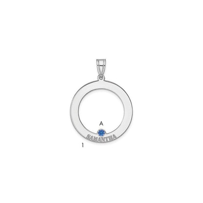 SS/Rhodium-plated 1 Birthstone Circle with SS Bezel Family Pendant
