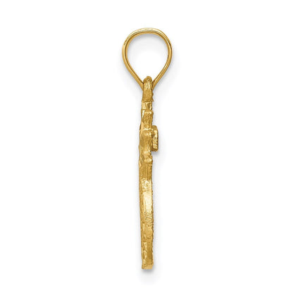 14k Yellow Gold Brushed & Diamond-cut Pineapple Pendant for Women