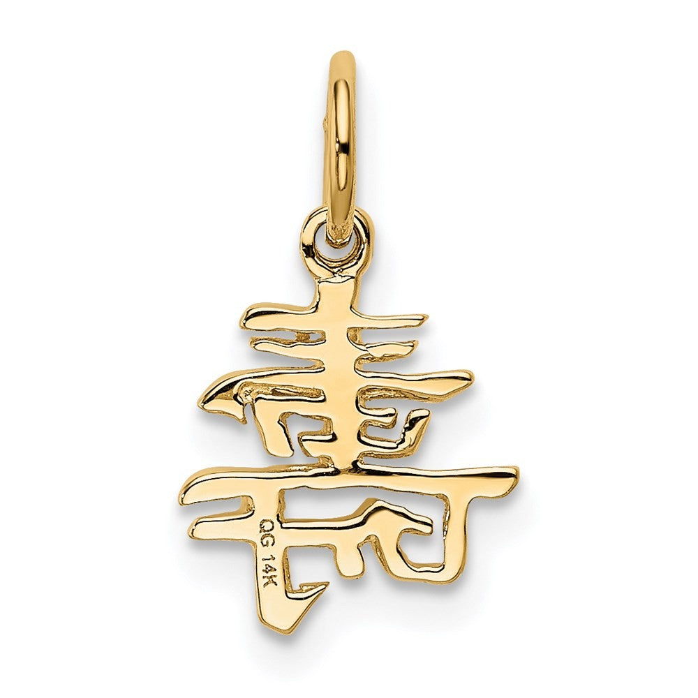 14k Yellow Gold Solid Polished Chinese Long Life Charm Pendant
