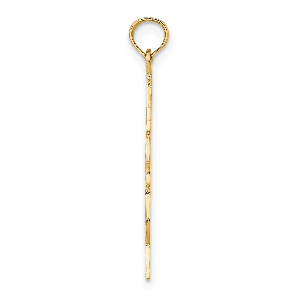 14k Yellow Gold Polished Engraved Upright Bass Charm Pendant for Women
