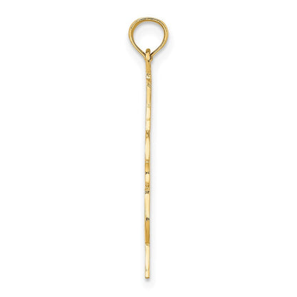 14k Yellow Gold Polished Engraved Upright Bass Charm Pendant for Women