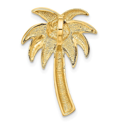 14k Yellow Gold Lab Created Opal Palm Tree Slide Pendant for Women