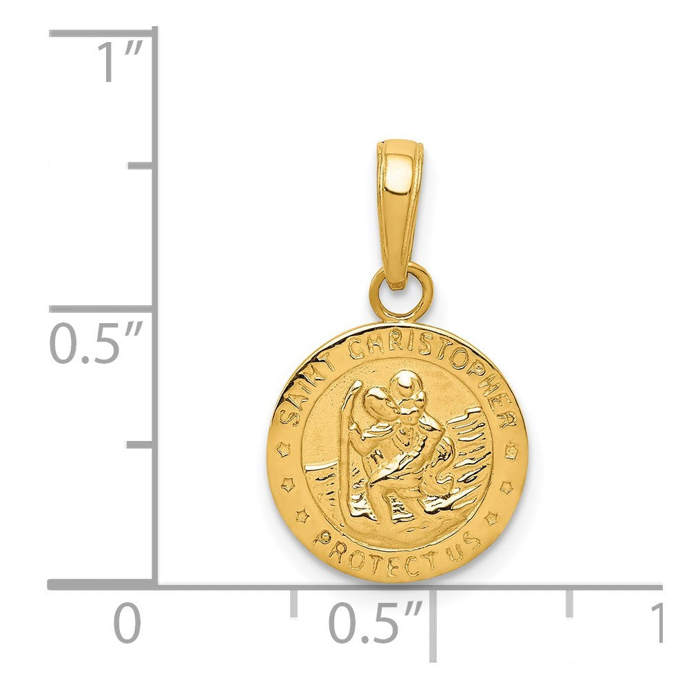 14k Yellow Gold Saint Christopher Medal Charm