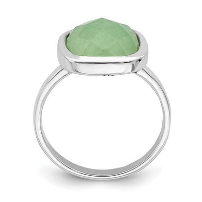 Sterling Silver Rhodium Plated Green Cubic Zirconia Ring Size 7