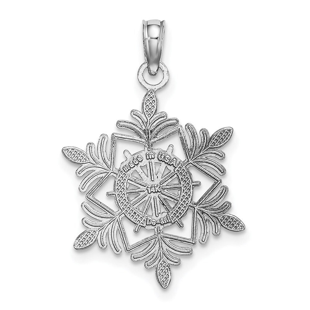 14k White Gold Snowflake Pendant for Women
