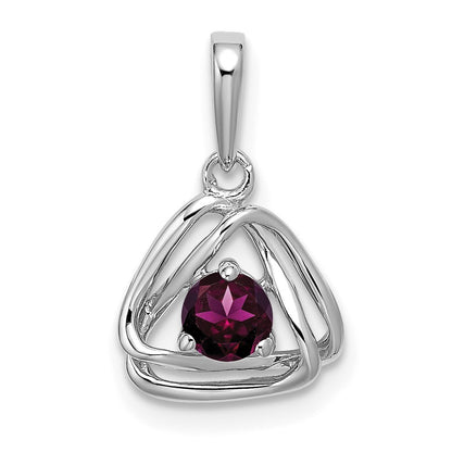 14k White Gold Rhodolite Garnet Triangle Pendant